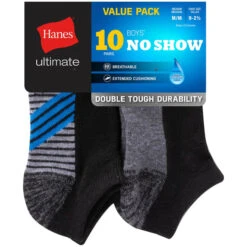 HANES Boys' Ultimate No Show Socks, 10-Pack 4 HANES Boys' Ultimate No Show Socks, 10-Pack -Shoe Serie Shop 2084131 001 alt2
